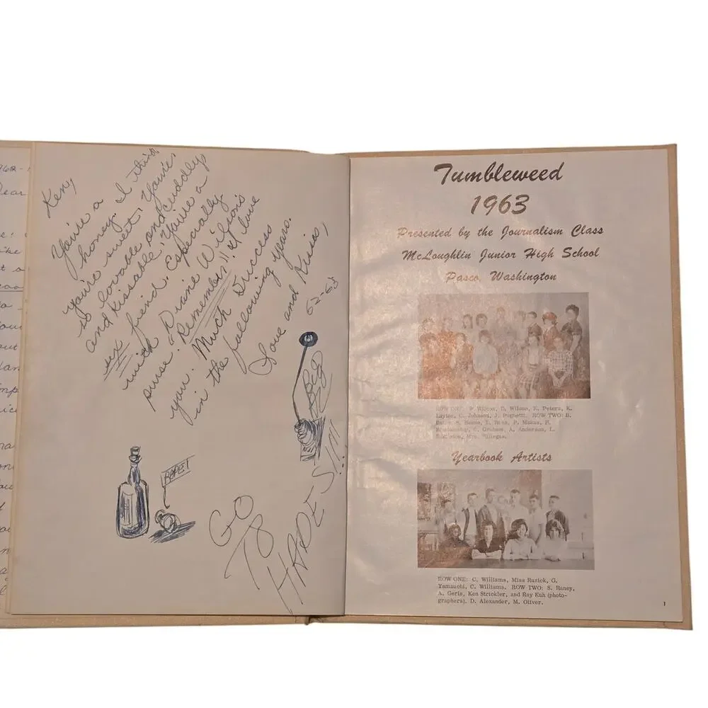 Vintage 1963 McLoughlin Junior High School Yearbook Pasco WA Tumbleweed